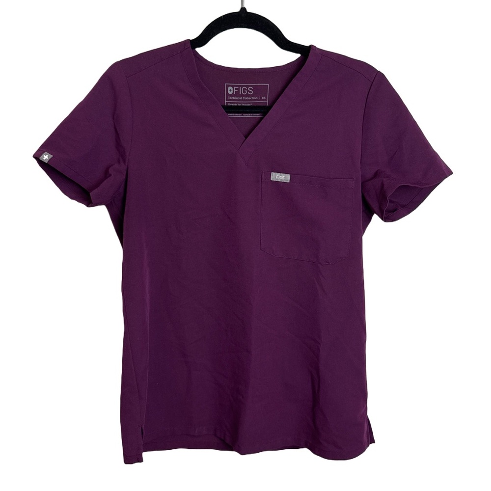 FIGS Catarina Scrub Top XS Technical Collection Purple V-Neck